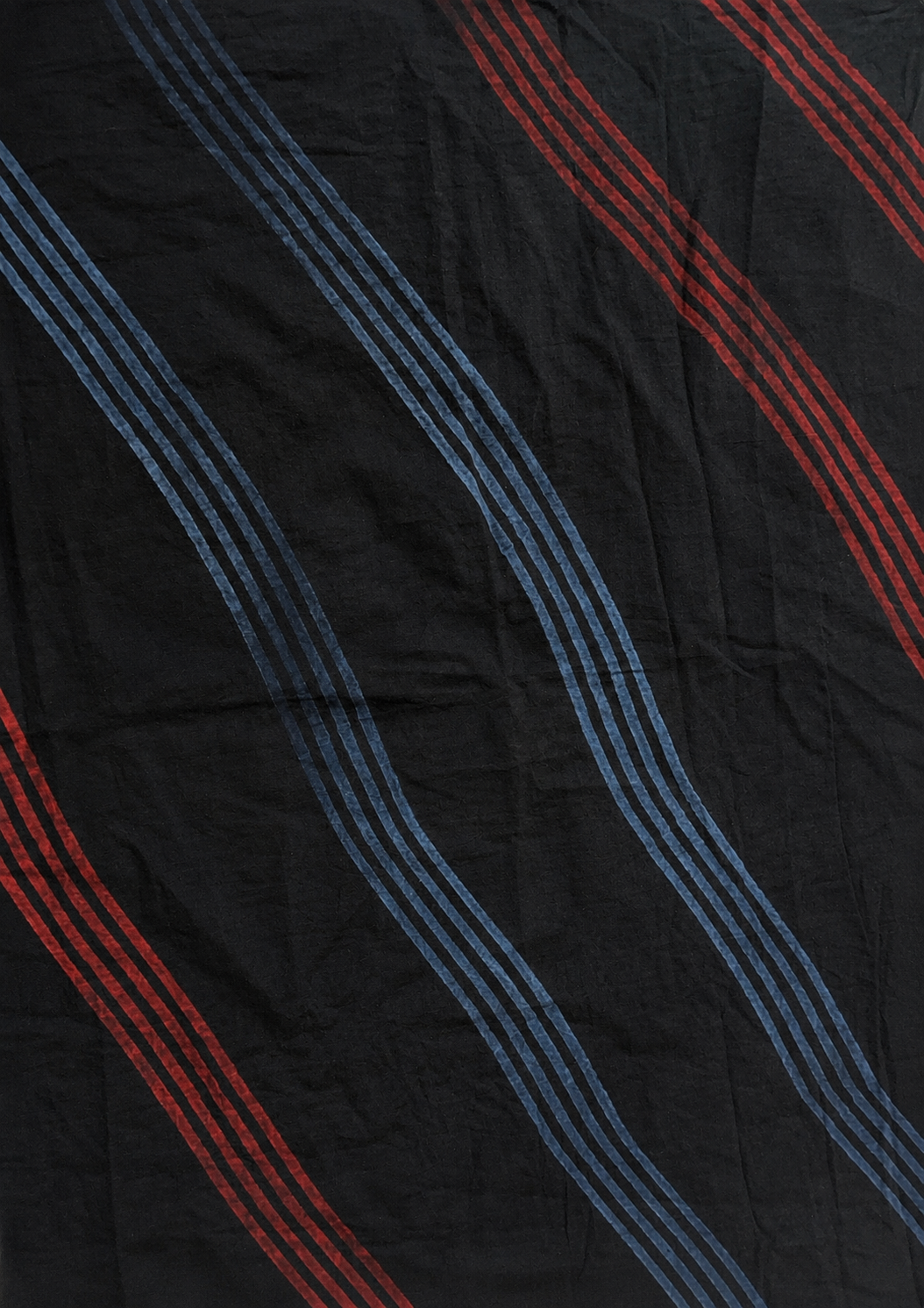 Black with Blue and Maroon Stripe Cotton Fabric