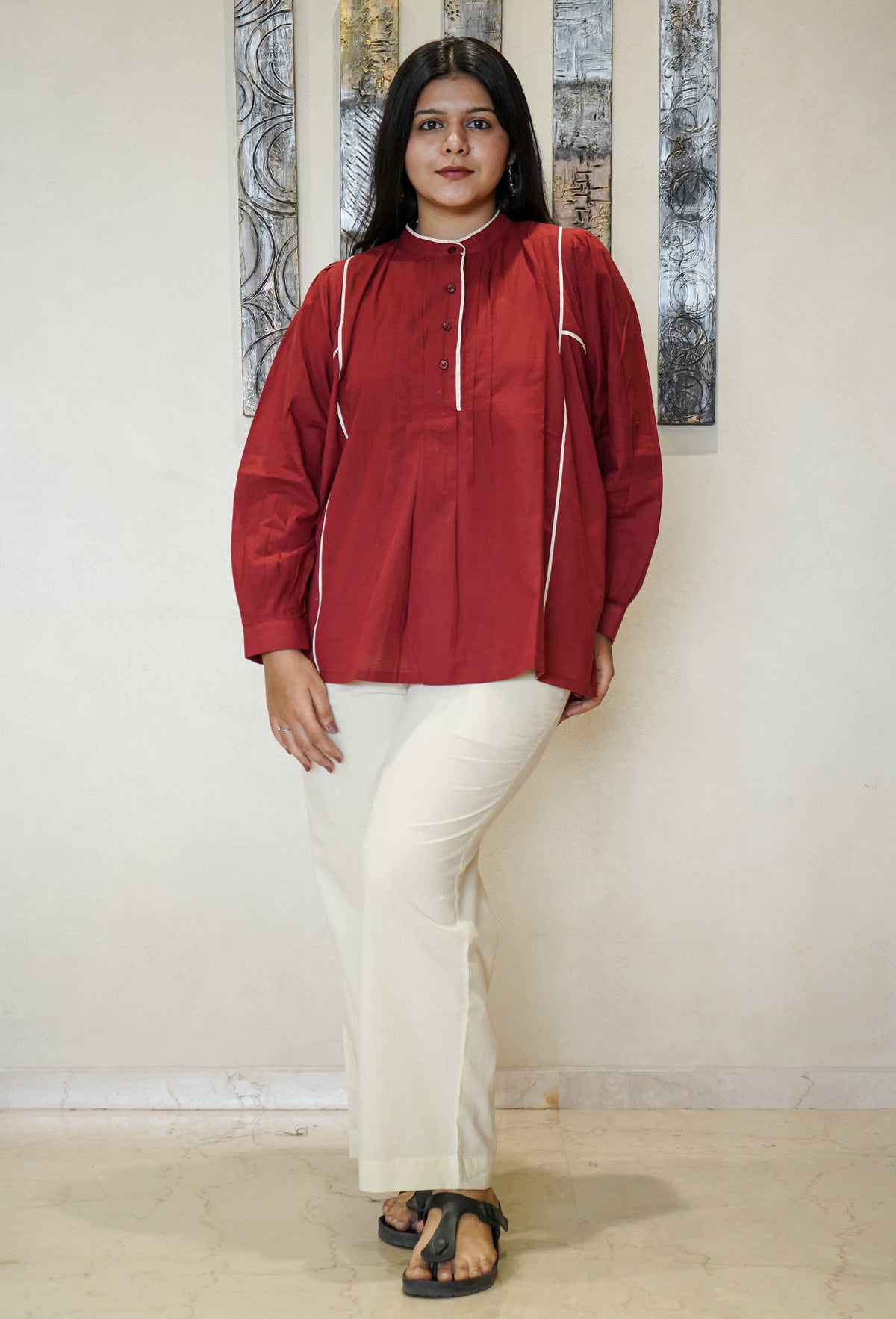 The Diya Piped Artisan Tunic & Trousers Co-ord Set
