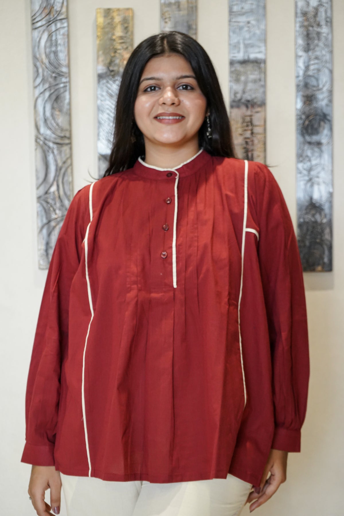 The Diya Piped Artisan Tunic & Trousers Co-ord Set