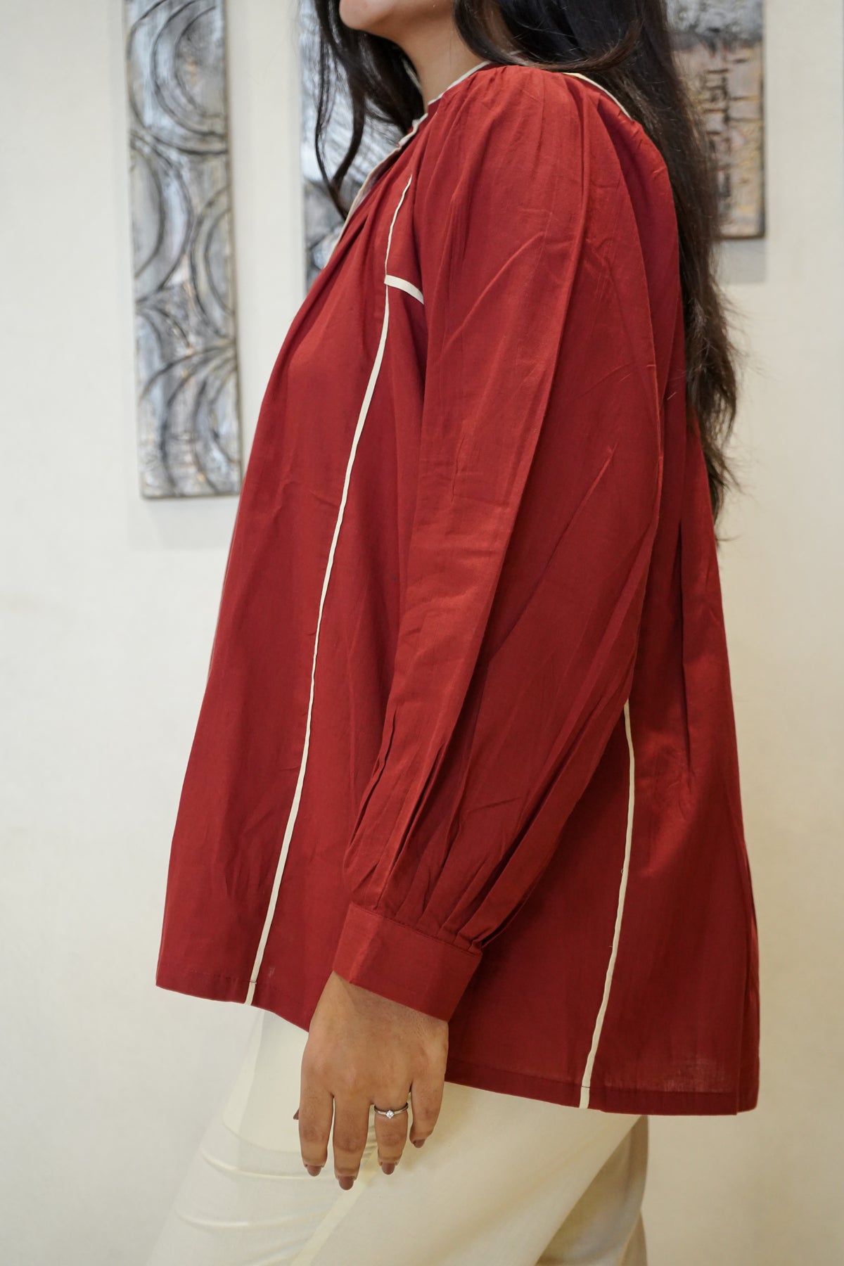 The Diya Piped Artisan Tunic & Trousers Co-ord Set