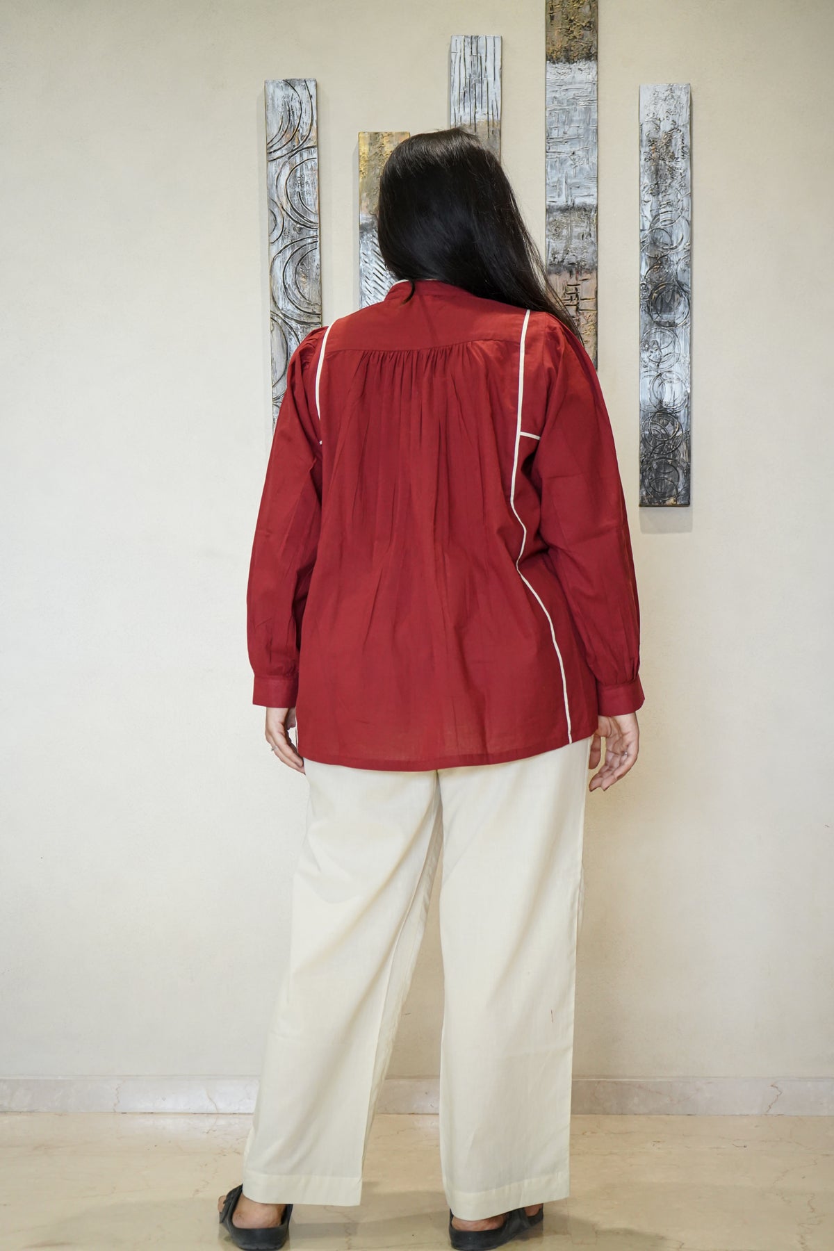 The Diya Piped Artisan Tunic & Trousers Co-ord Set