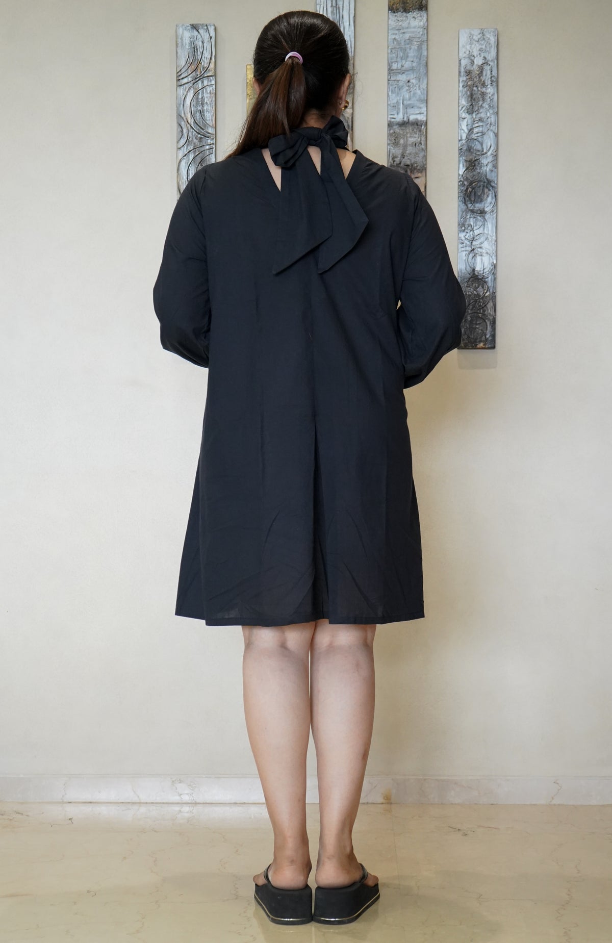 The Kiara Solid Tie-Back Mini Dress