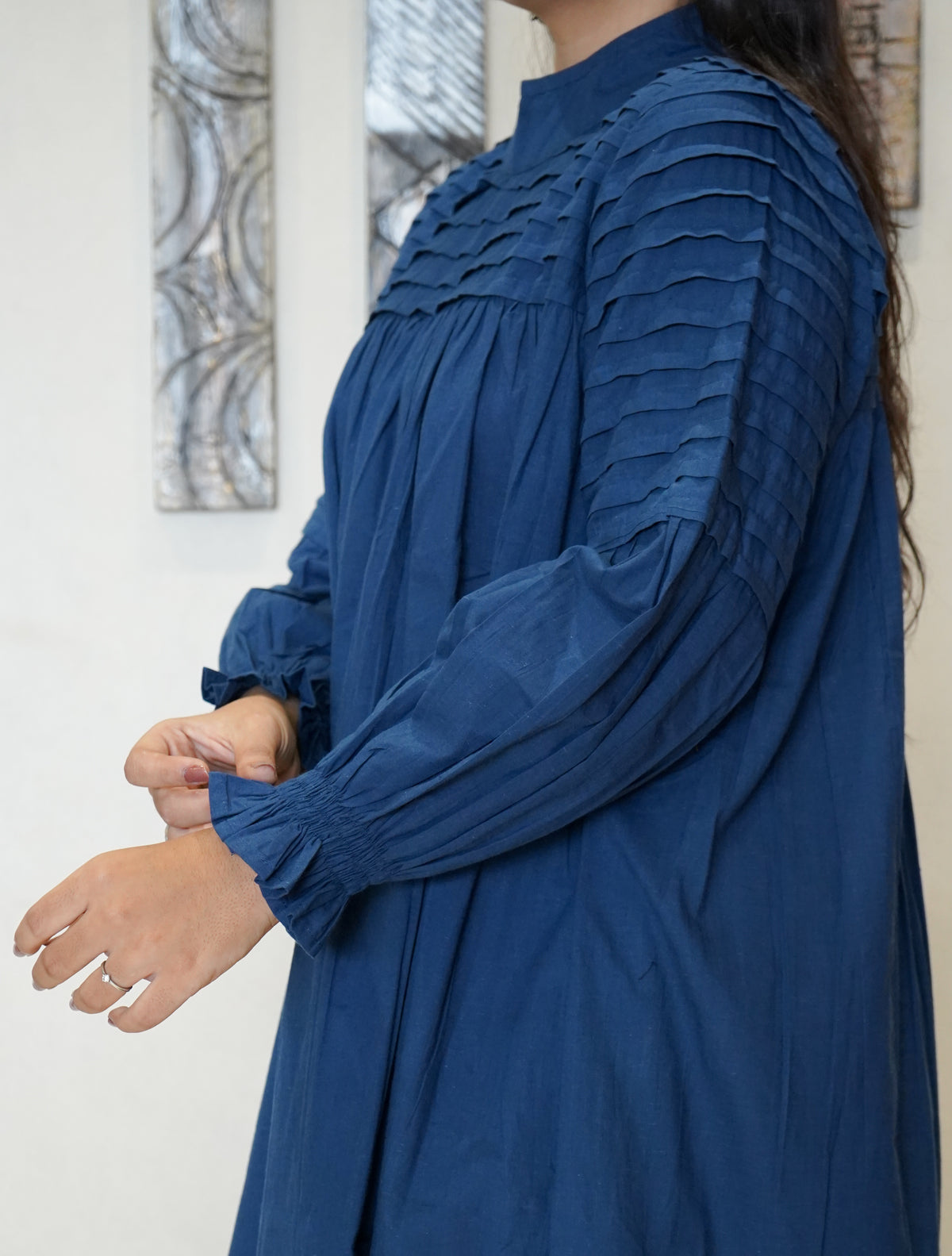 The Diya Pintuck High-Neck Dress