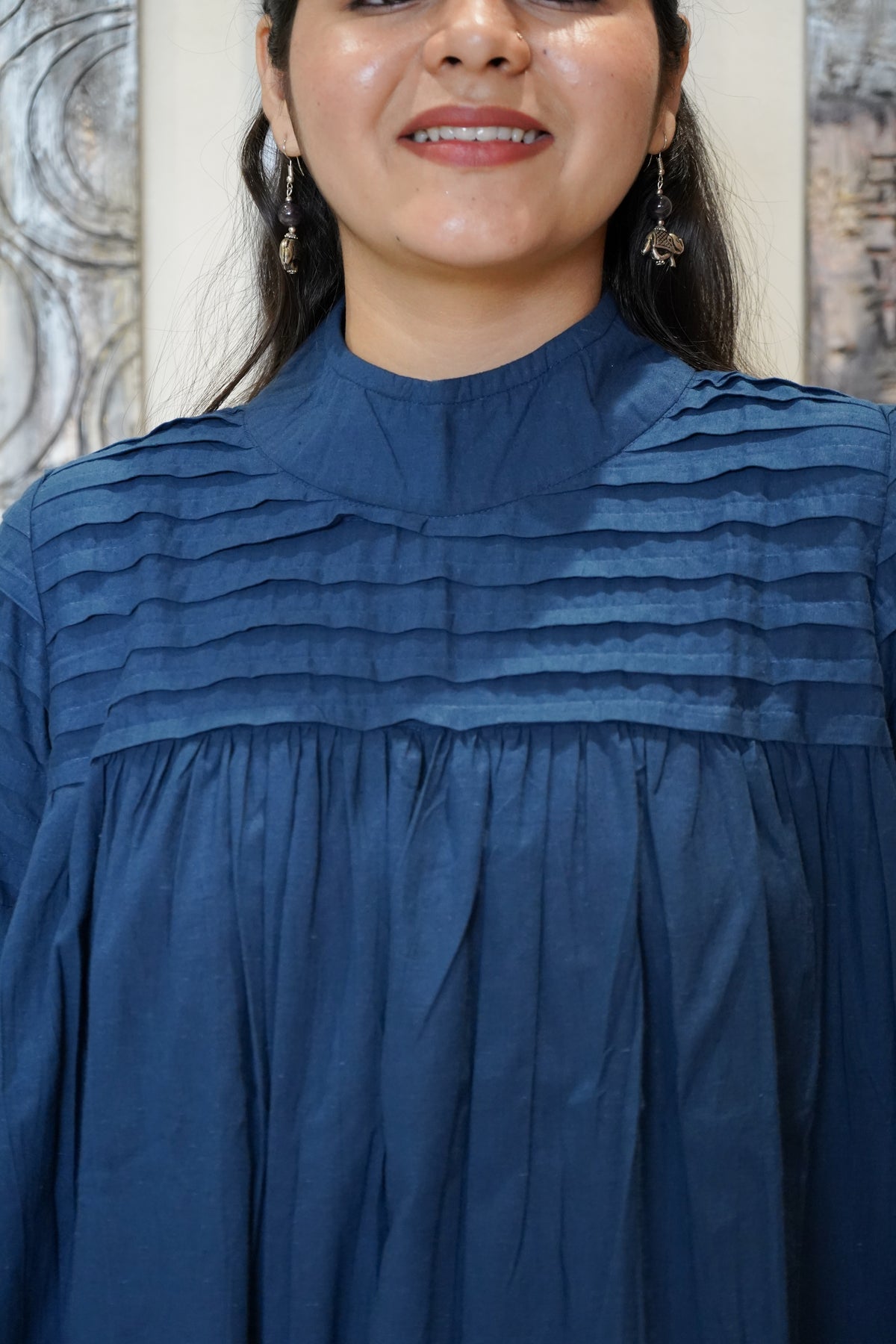 The Diya Pintuck High-Neck Dress