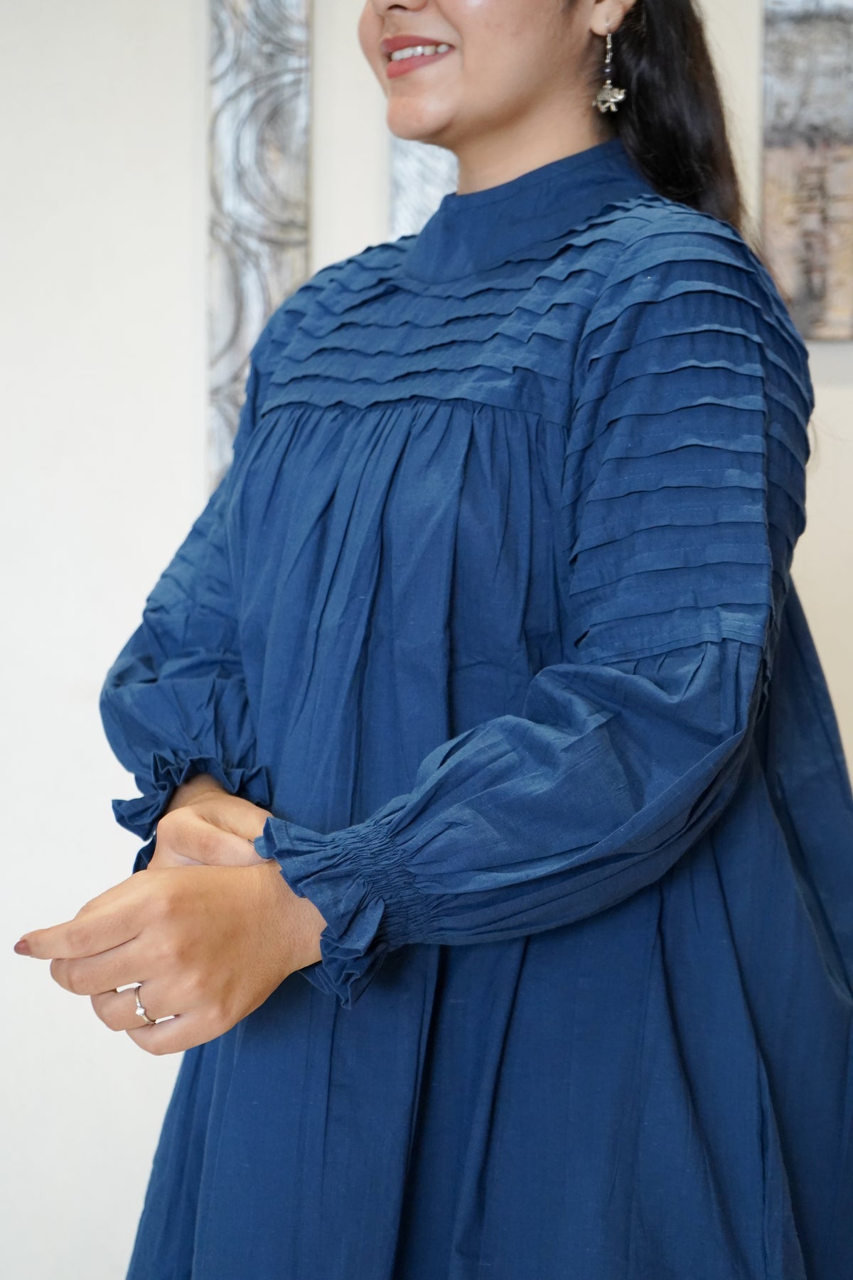 The Diya Pintuck High-Neck Dress