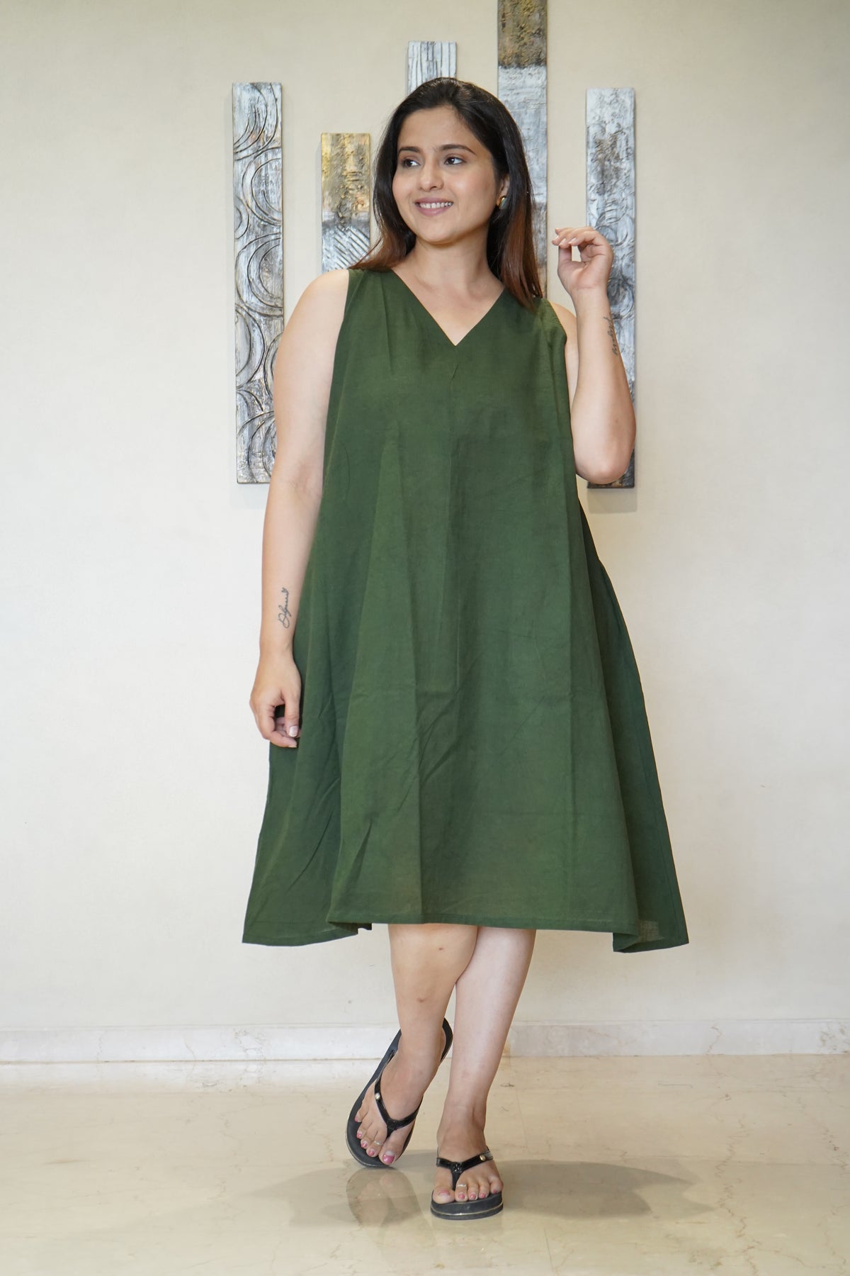 The Isha V-Neck Trapeze Dress