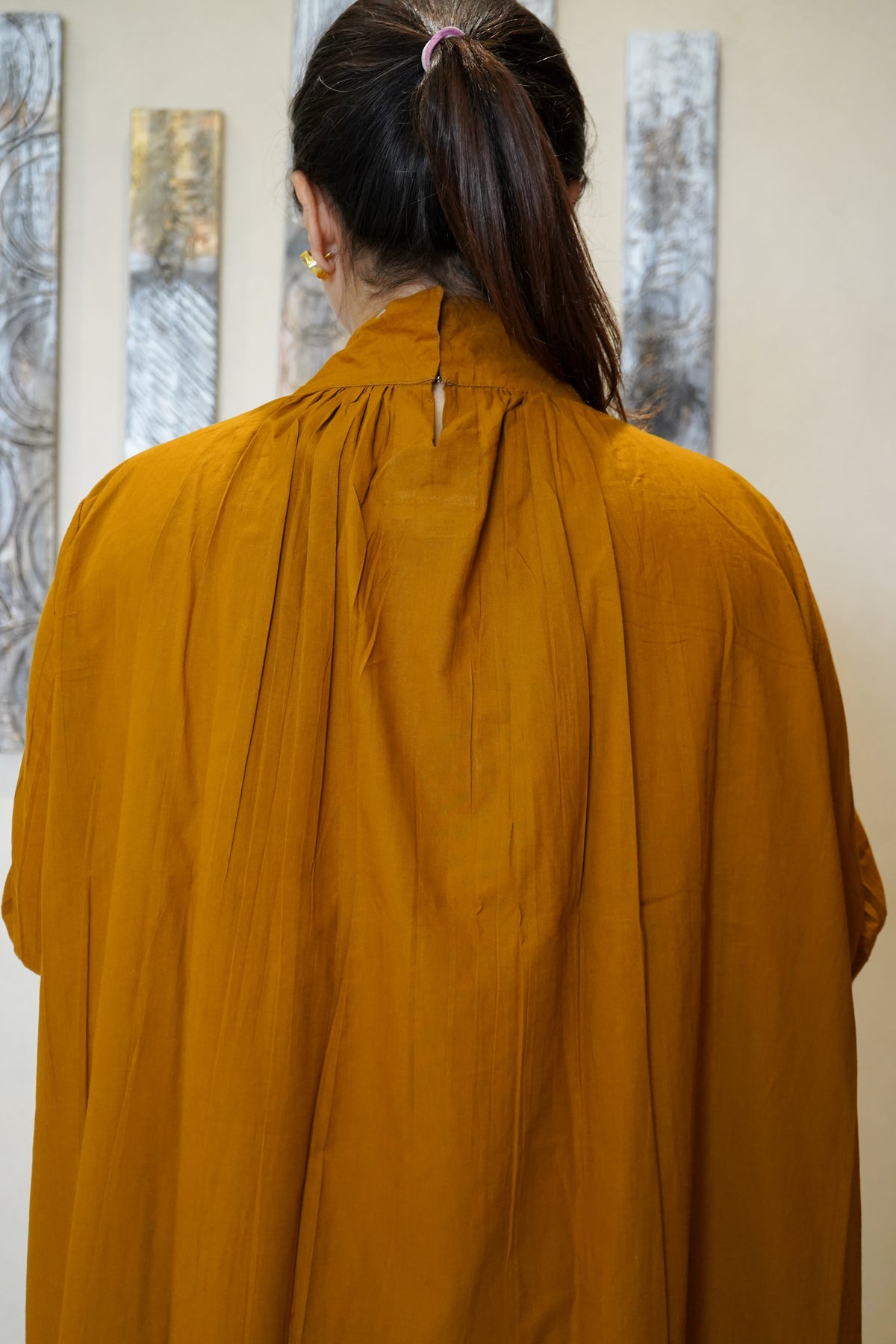 The Ira High-Neck Gathered Dress