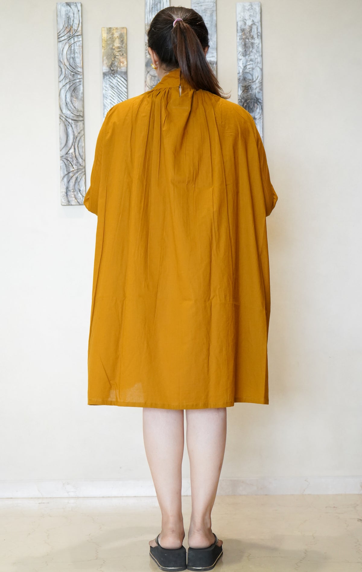 The Ira High-Neck Gathered Dress