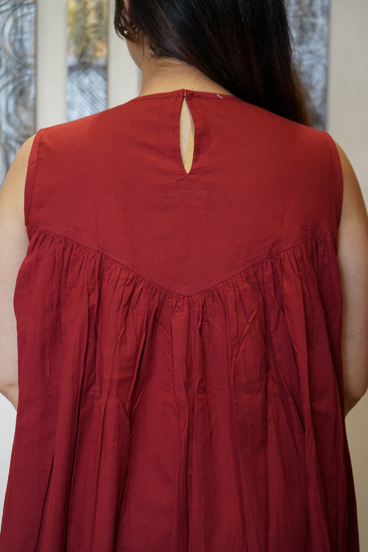 The Divya Solid Yoke Midi Dress