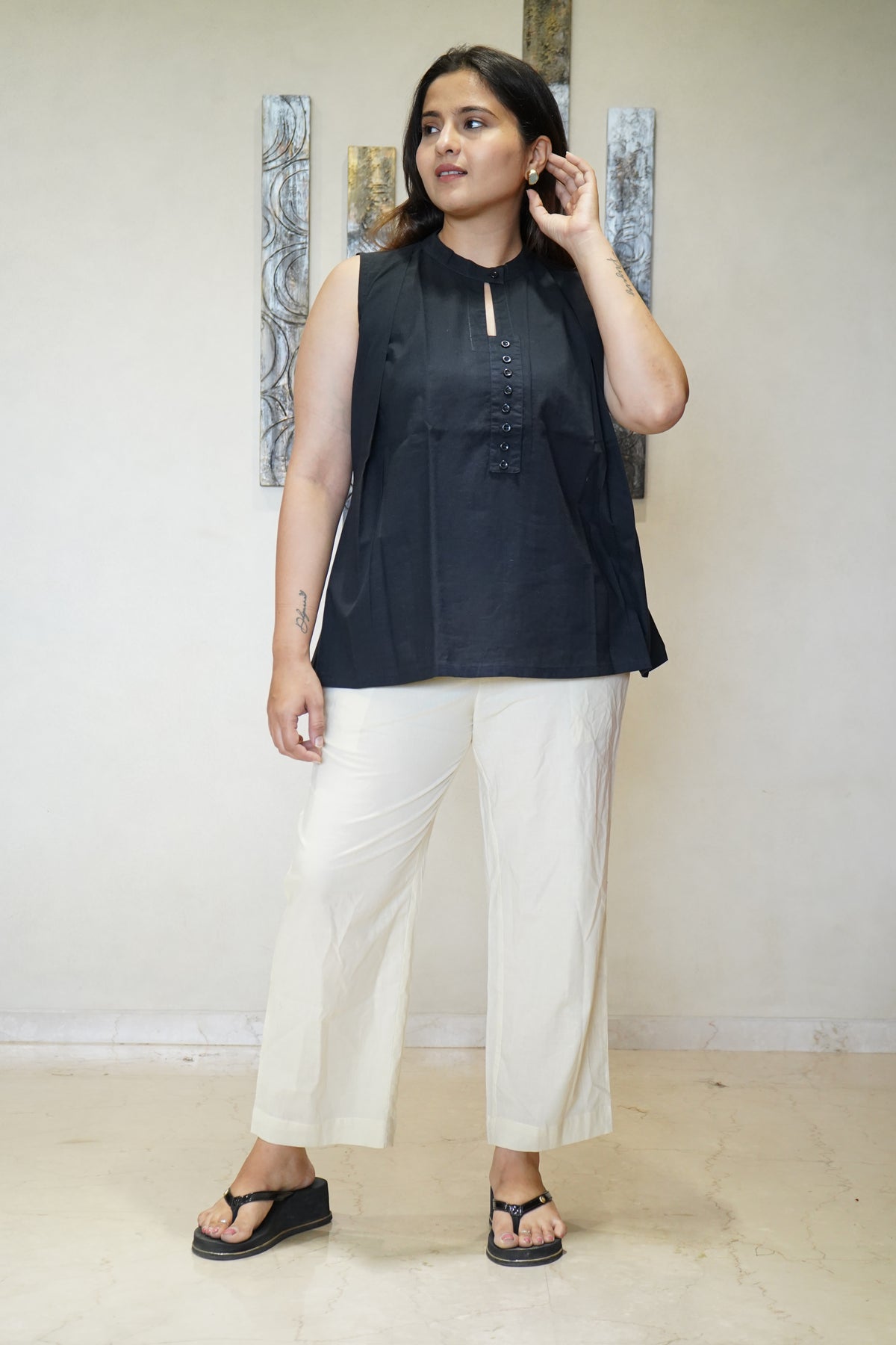 The Kiara Pintuck Button Tunic