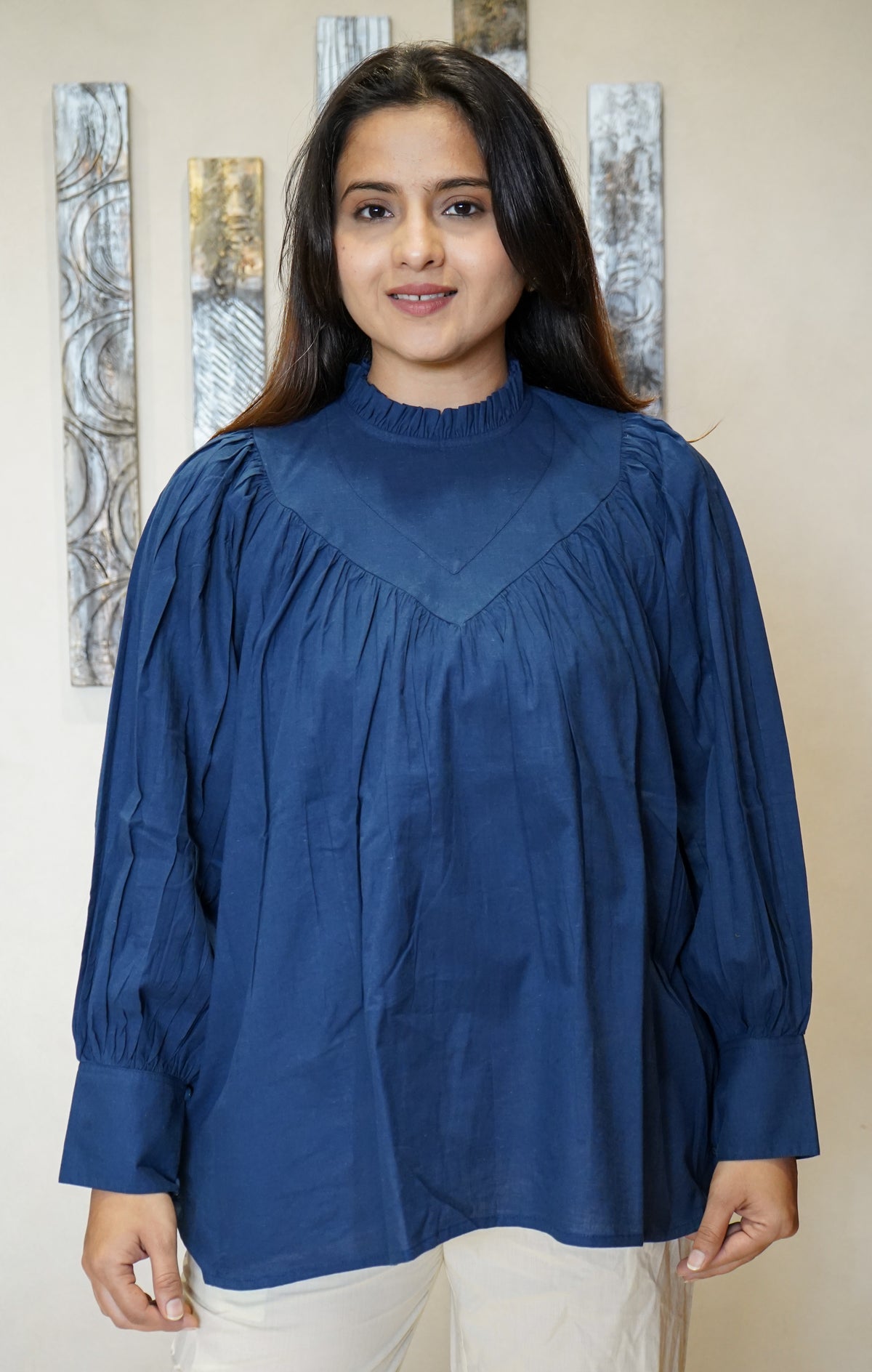 The Isha Smocked-Neck Tunic Top