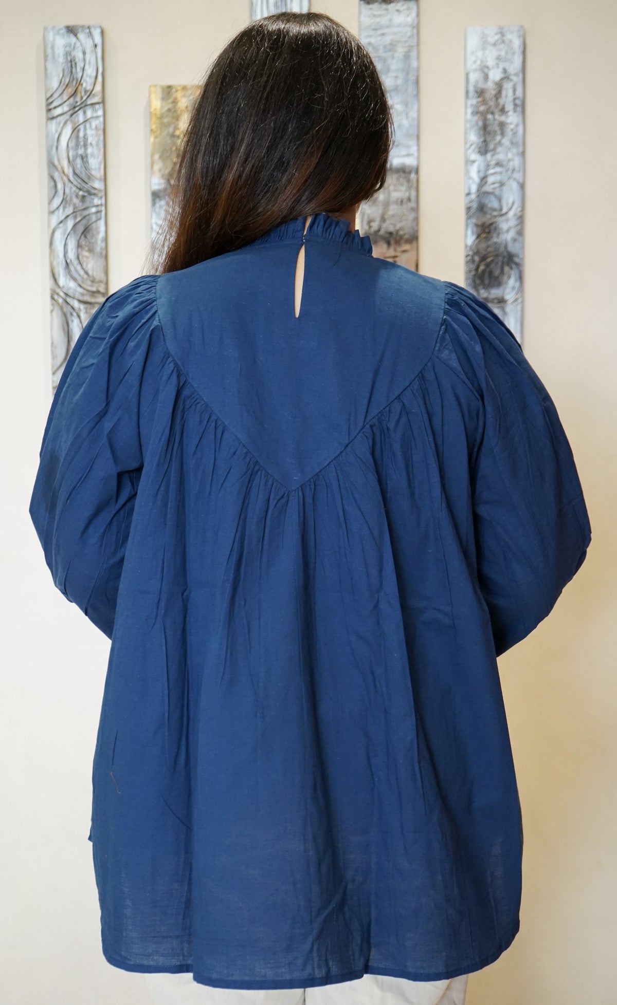 The Isha Smocked-Neck Tunic Top
