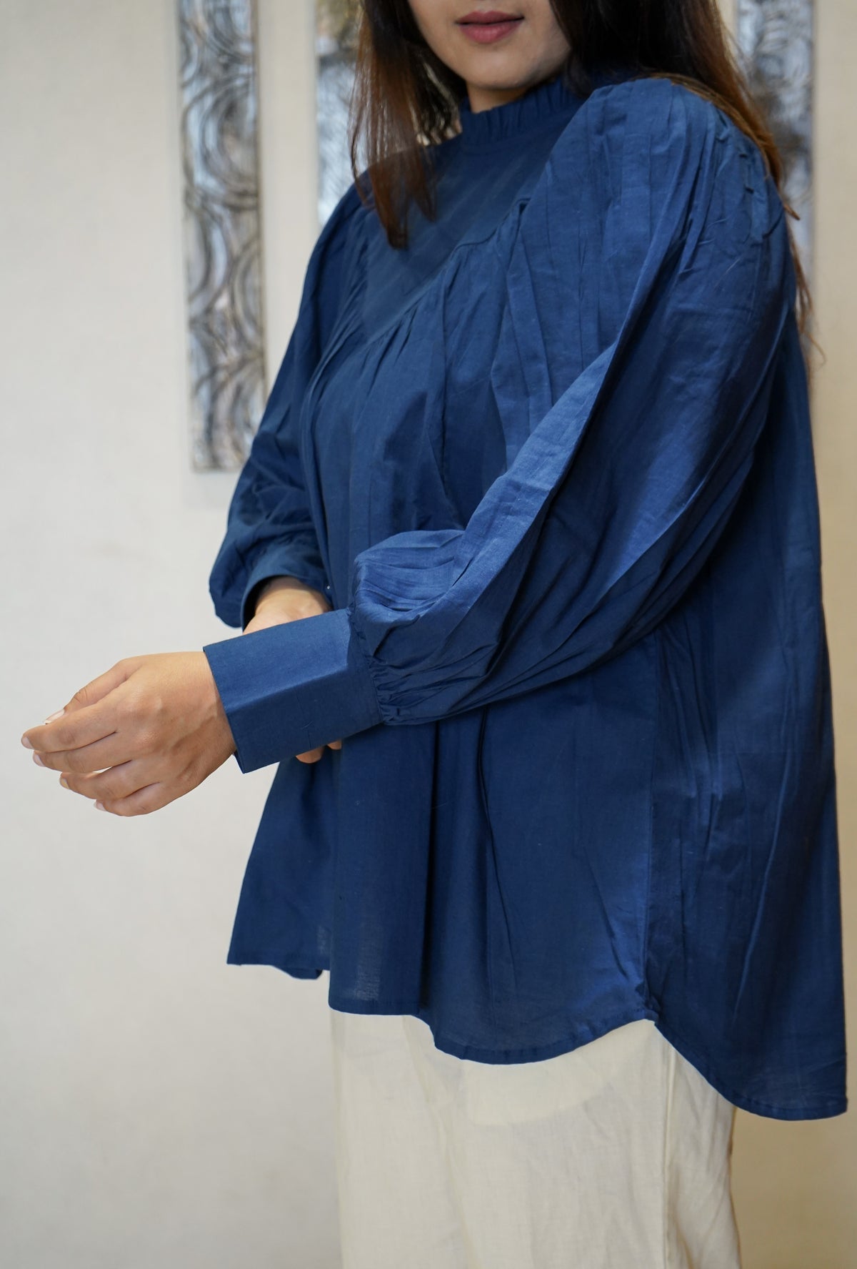 The Isha Smocked-Neck Tunic Top