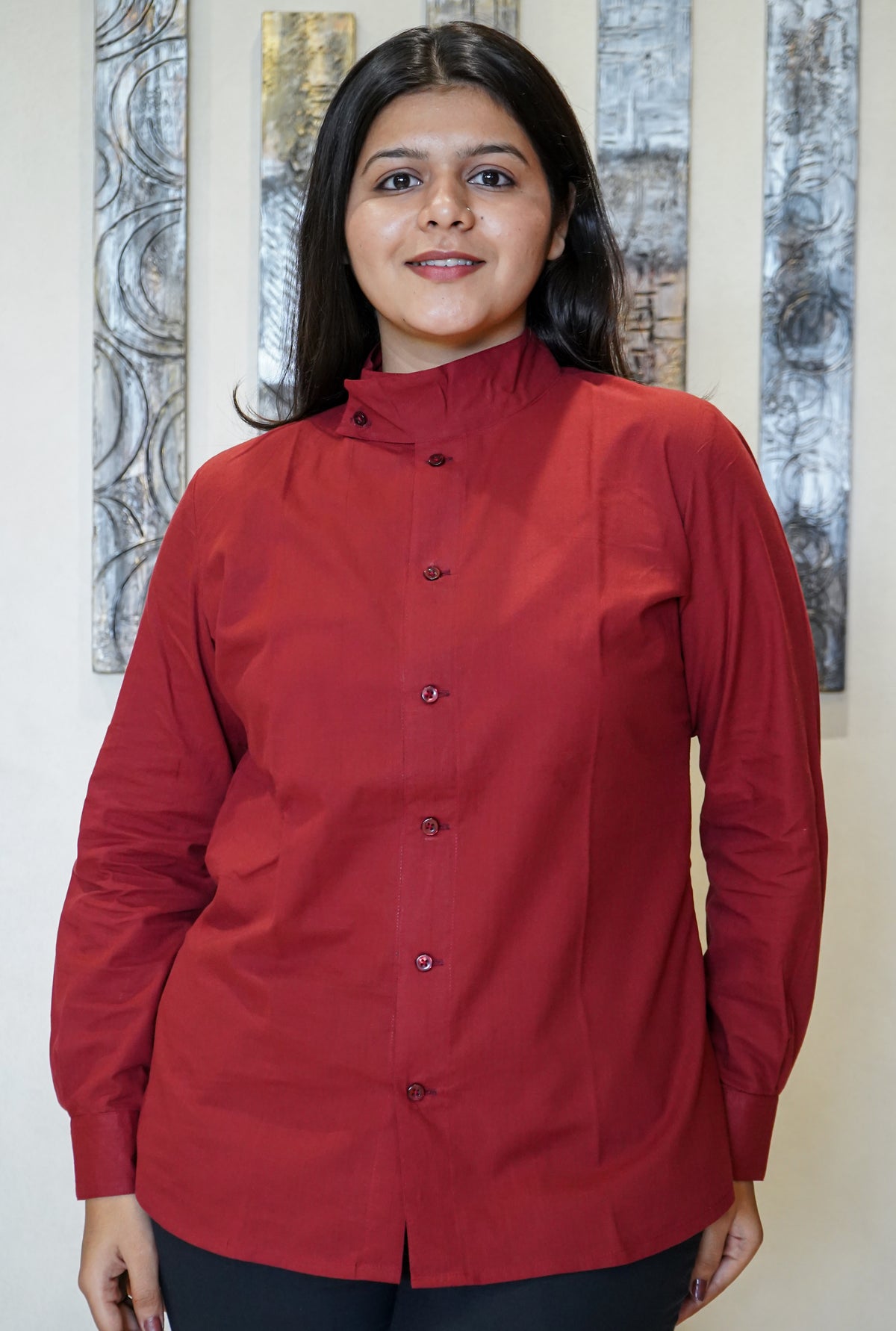 The Diya Asymmetric Collar Artisan Shirt