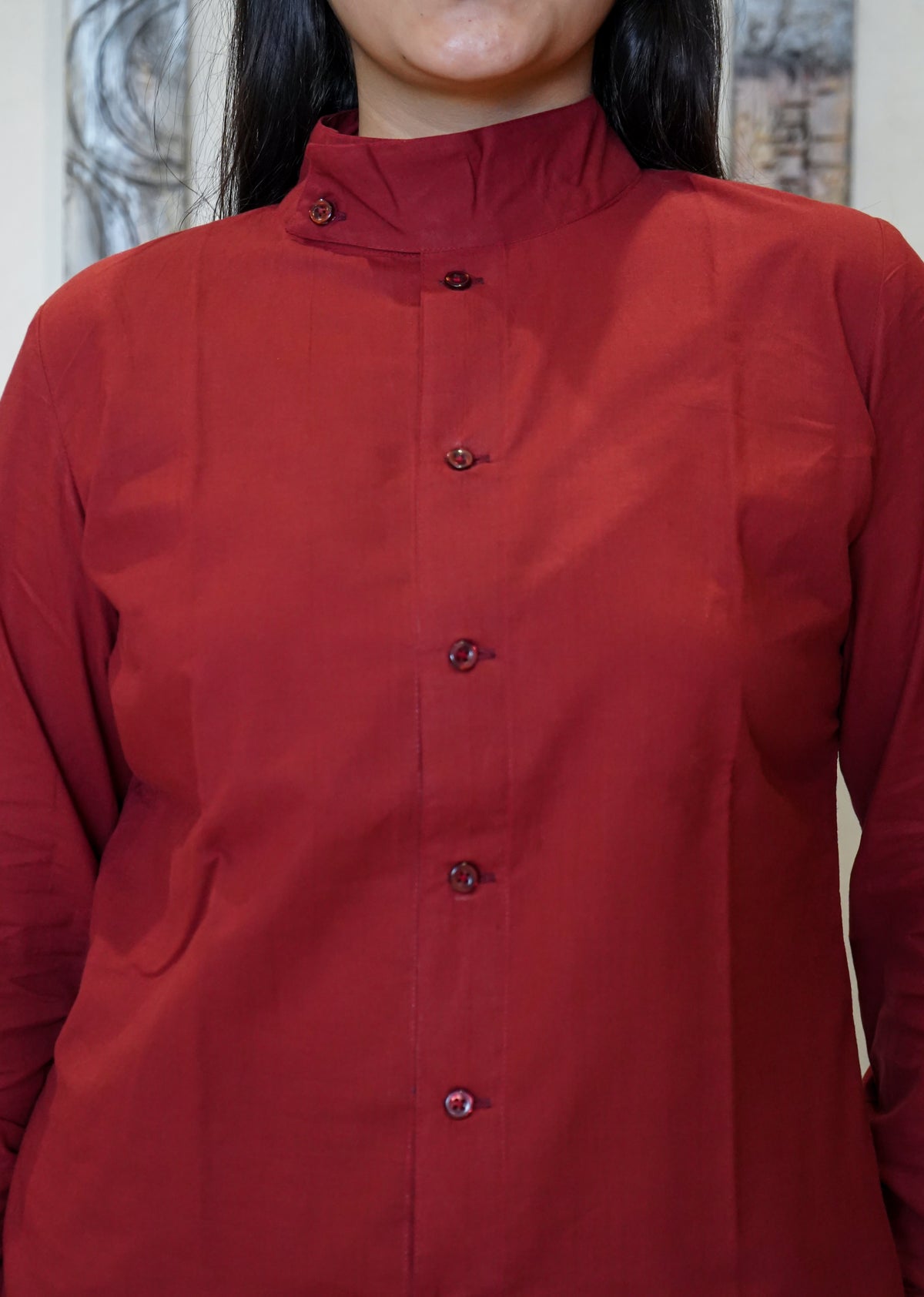 The Diya Asymmetric Collar Artisan Shirt