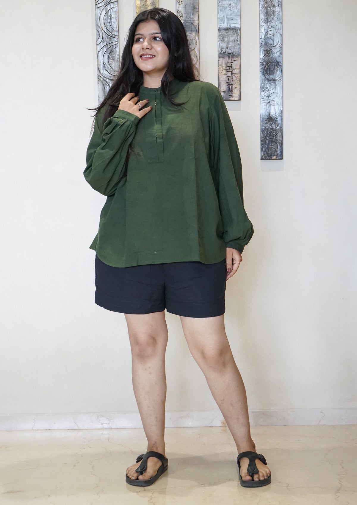 The Ananya Mandarin Popover Top & Shorts Co-ord Set