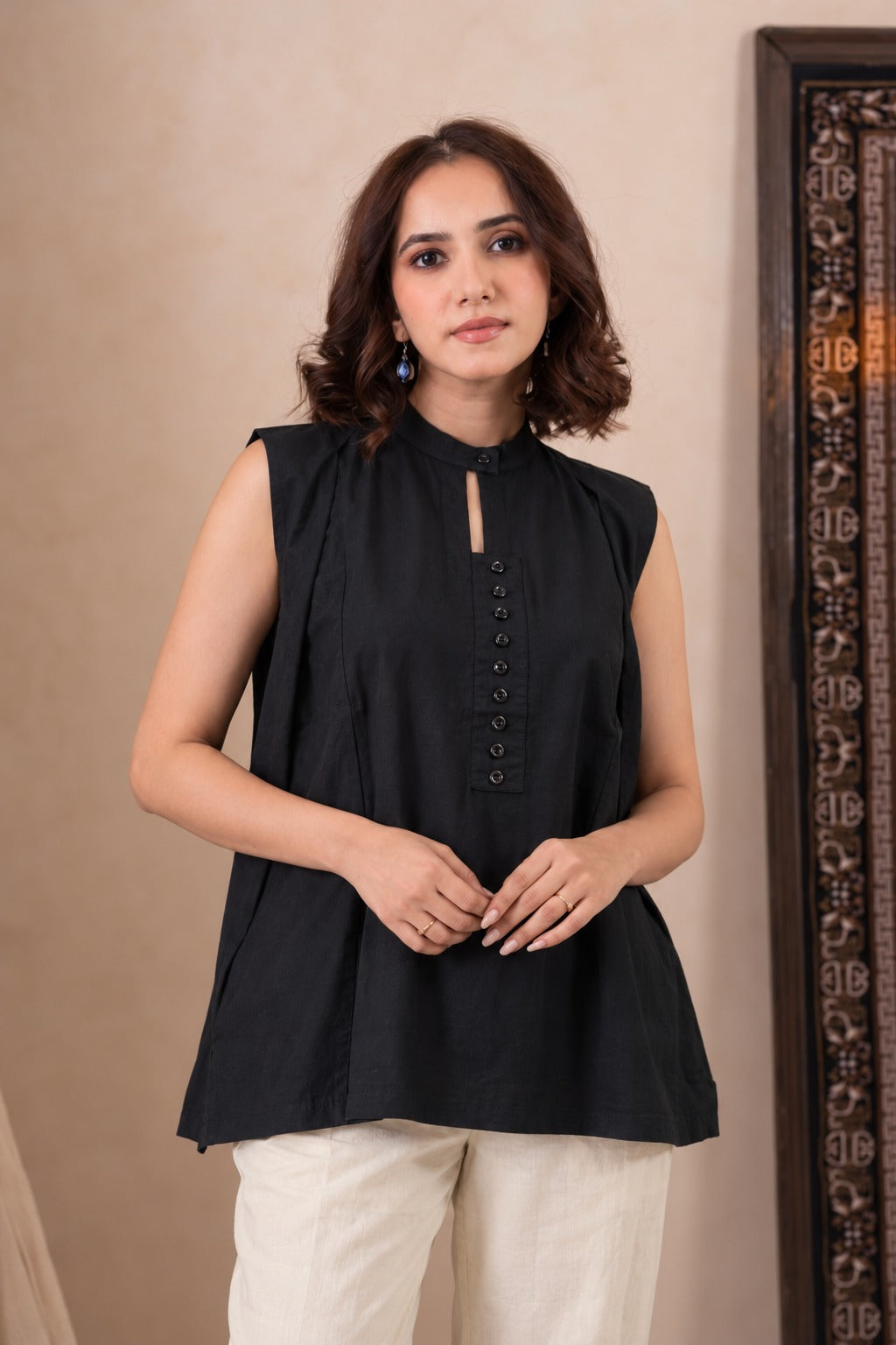 The Kiara Pintuck Button Tunic