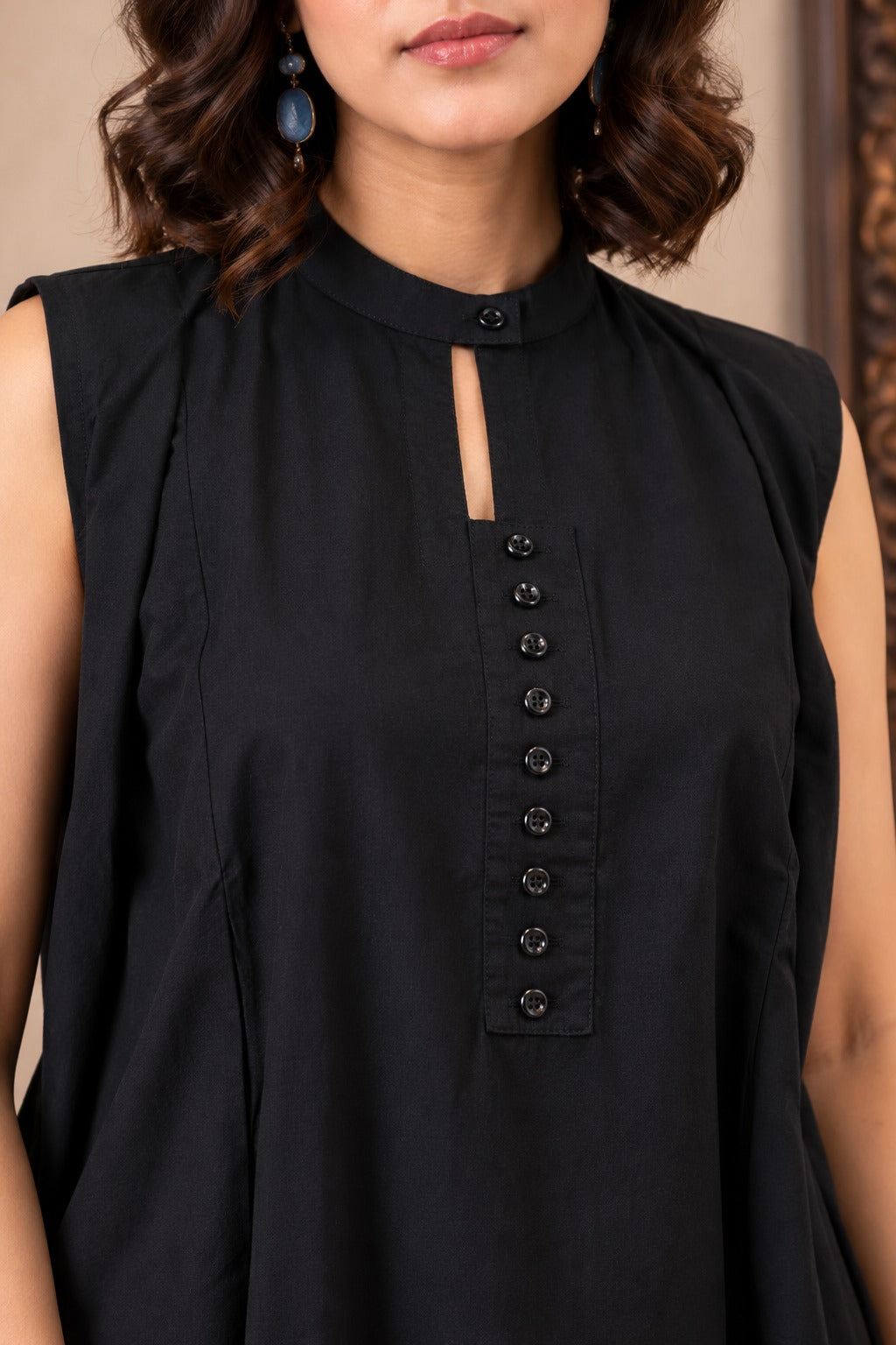 The Kiara Pintuck Button Tunic