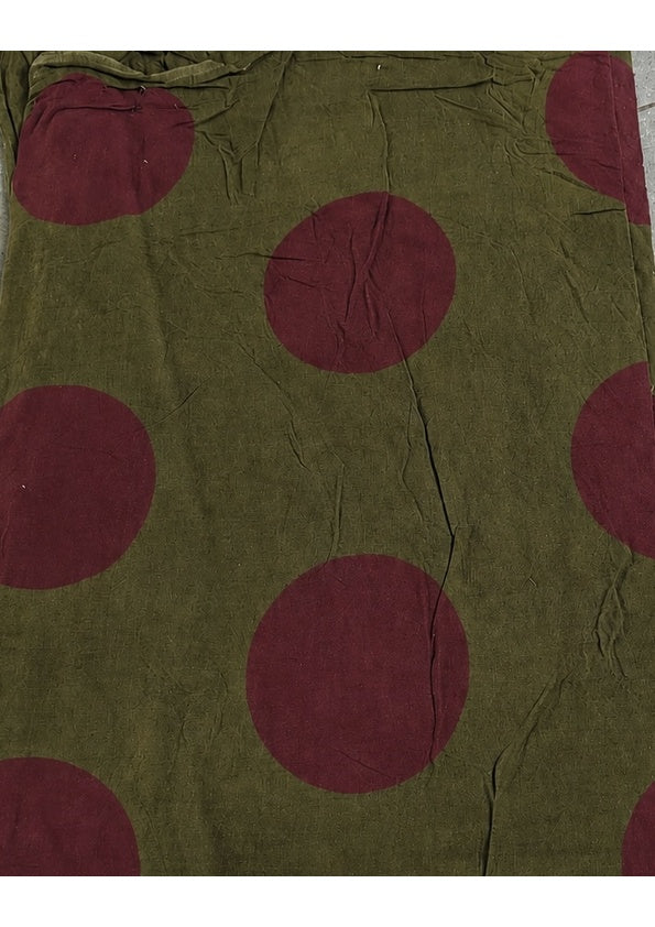 Olive Green with Maroon Circle Cotton Fabric