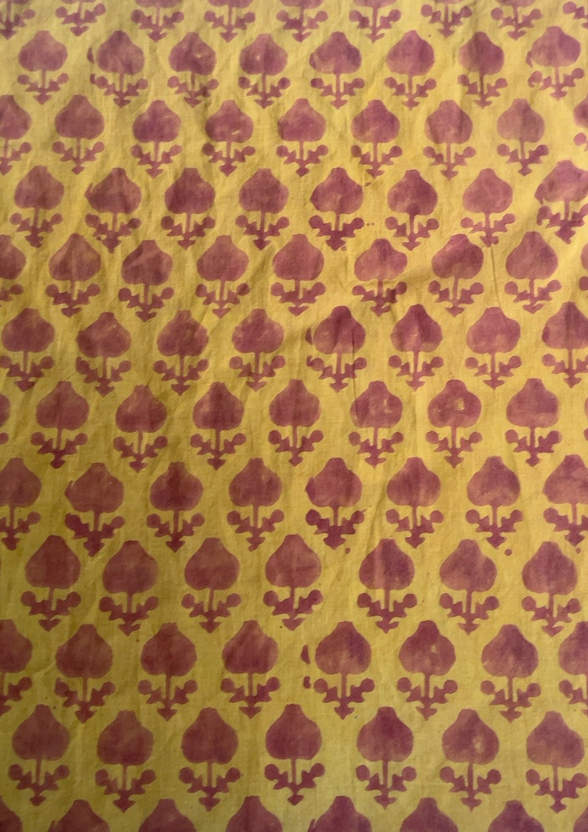 Mustard with Maroon Floral Butti Cotton Fabric