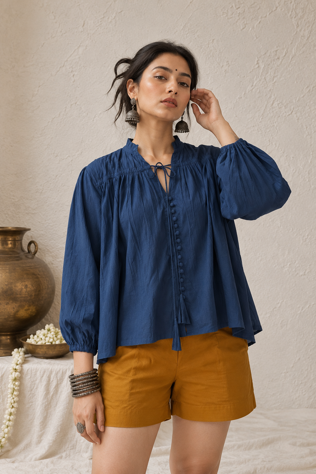 The Siya Gathered Tunic & Shorts Co-ord Set