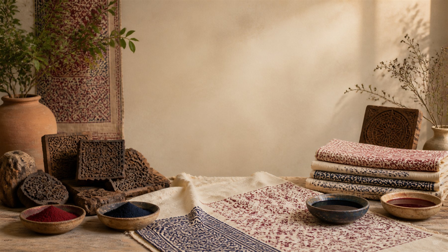 Ajrakh textiles, carved printing blocks and natural dyes